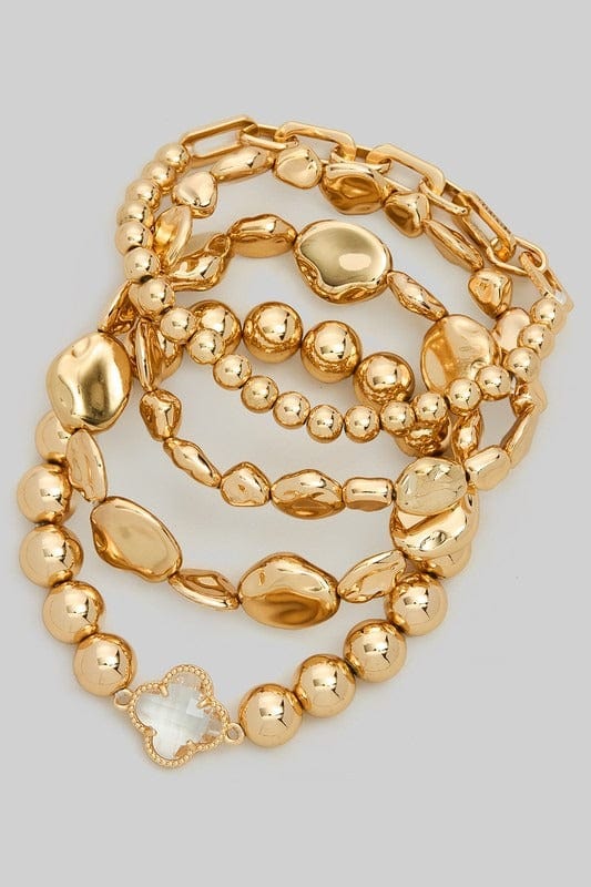 CB2183 Multi Strand Mixed Beaded Bracelet - MiMi Wholesale