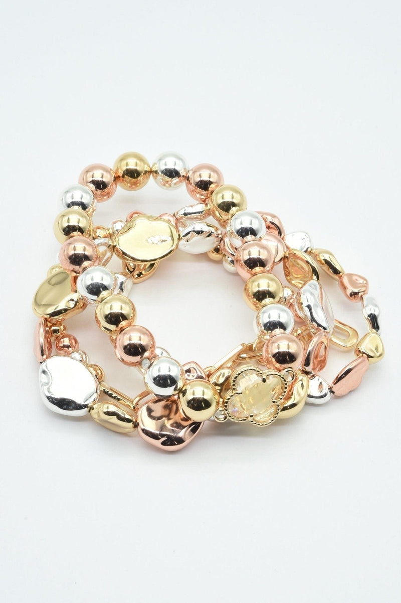 CB2183 Multi Strand Mixed Beaded Bracelet - MiMi Wholesale