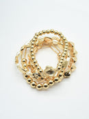 CB2184 Metallic Clover Beaded Accent Bracelet Set - MiMi Wholesale