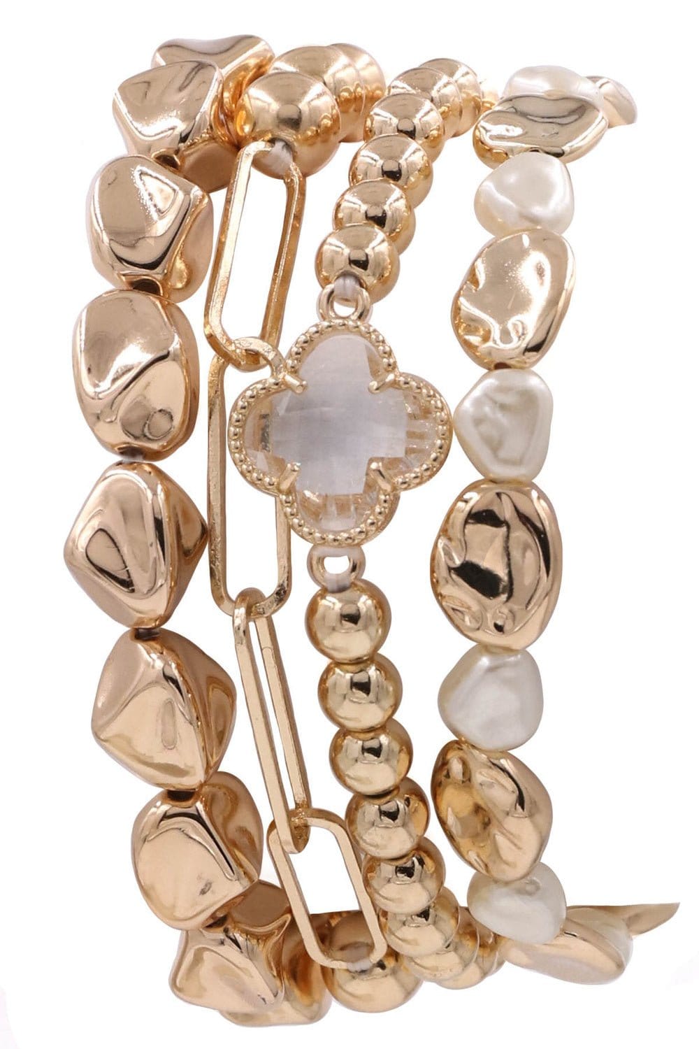 CB2186 Dorianne Metallic Beaded Bracelet Set - MiMi Wholesale