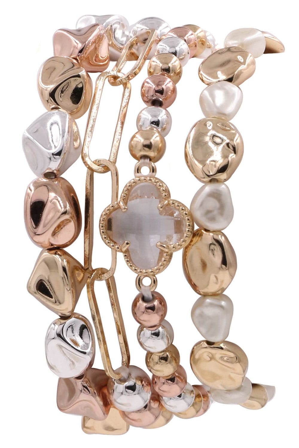 CB2186 Dorianne Metallic Beaded Bracelet Set - MiMi Wholesale