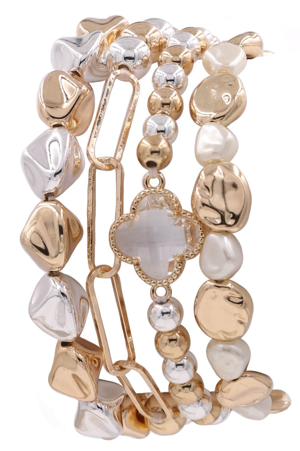 CB2186 Dorianne Metallic Beaded Bracelet Set - MiMi Wholesale