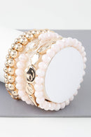 CB2187 Beaded Clover Accent Bracelet Set - MiMi Wholesale