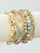 CB2187 Beaded Clover Accent Bracelet Set - MiMi Wholesale