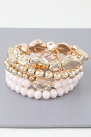 CB2187 Beaded Clover Accent Bracelet Set - MiMi Wholesale