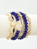 CB2187 Beaded Clover Accent Bracelet Set - MiMi Wholesale