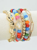 CB2187 Beaded Clover Accent Bracelet Set - MiMi Wholesale