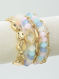 CB2187 Beaded Clover Accent Bracelet Set - MiMi Wholesale