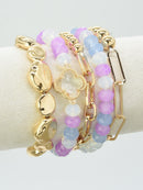 CB2187 Beaded Clover Accent Bracelet Set - MiMi Wholesale