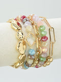 CB2187 Beaded Clover Accent Bracelet Set - MiMi Wholesale