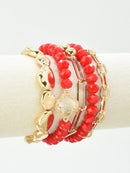 CB2187 Beaded Clover Accent Bracelet Set - MiMi Wholesale