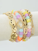 CB2187 Beaded Clover Accent Bracelet Set - MiMi Wholesale