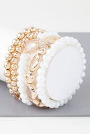 CB2187 Beaded Clover Accent Bracelet Set - MiMi Wholesale