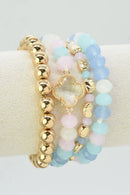 CB2189 4 Piece Multi Color Beaded Bracelet Set - MiMi Wholesale