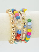CB2189 4 Piece Multi Color Beaded Bracelet Set - MiMi Wholesale