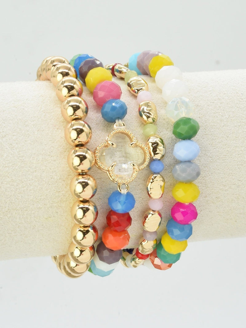 CB2189 4 Piece Multi Color Beaded Bracelet Set - MiMi Wholesale