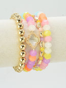 CB2189 4 Piece Multi Color Beaded Bracelet Set - MiMi Wholesale