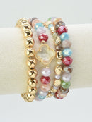 CB2189 4 Piece Multi Color Beaded Bracelet Set - MiMi Wholesale