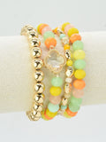 CB2189 4 Piece Multi Color Beaded Bracelet Set - MiMi Wholesale