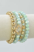 CB2189 4 Piece Multi Color Beaded Bracelet Set - MiMi Wholesale
