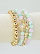 CB2189 4 Piece Multi Color Beaded Bracelet Set - MiMi Wholesale