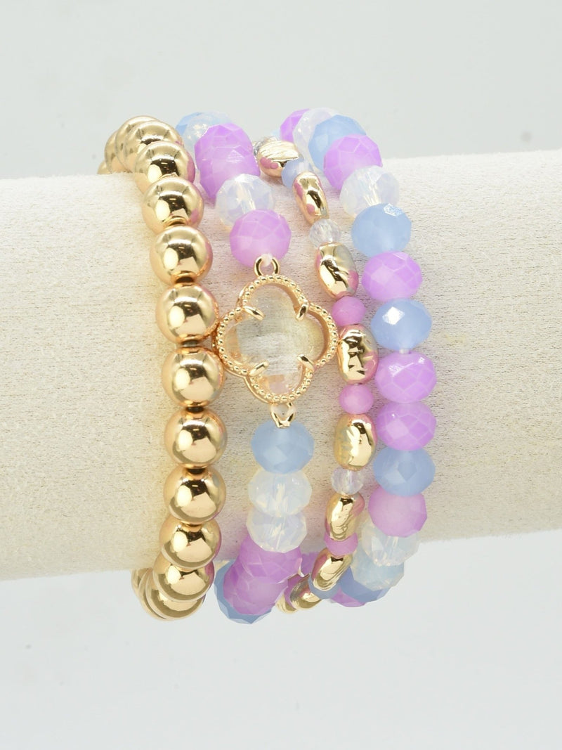 CB2189 4 Piece Multi Color Beaded Bracelet Set - MiMi Wholesale