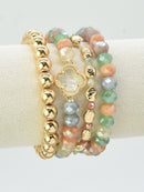 CB2189 4 Piece Multi Color Beaded Bracelet Set - MiMi Wholesale
