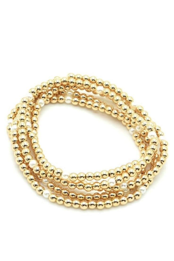 CB2205 4mm CCB Pearl Stretch Bracelet Set - MiMi Wholesale