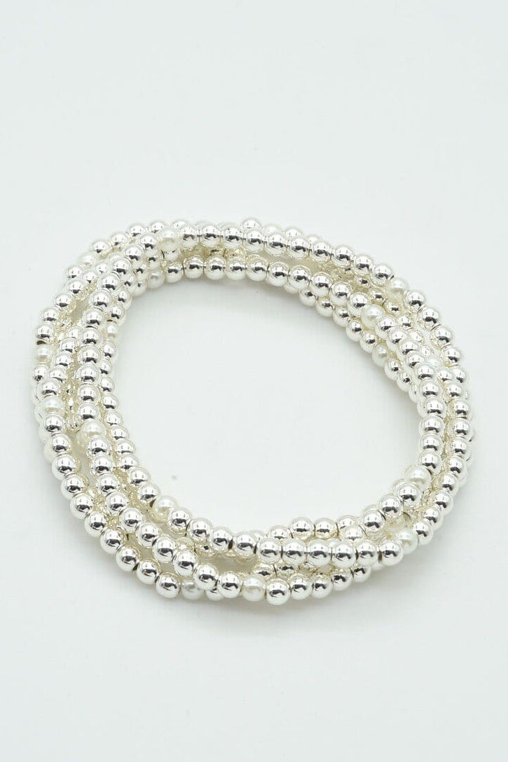 CB2205 4mm CCB Pearl Stretch Bracelet Set - MiMi Wholesale