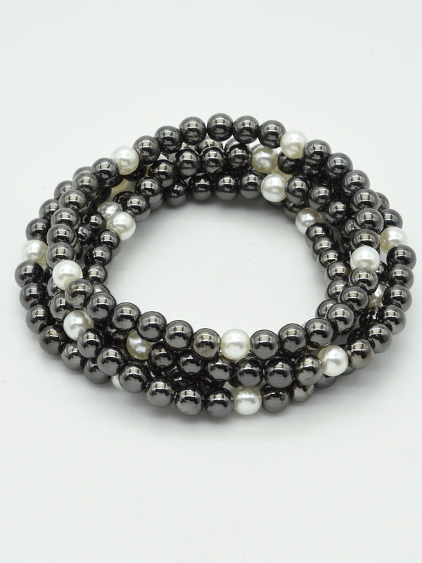 CB2208 5 Piece CCB Pearl Stretch Bracelet Set - MiMi Wholesale