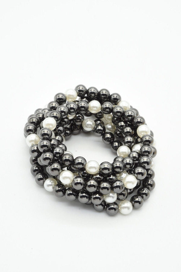 CB2211 8mm CCB Pearl Stretch Bracelet Set - MiMi Wholesale