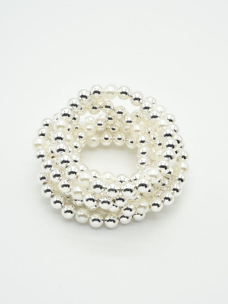 CB2211 8mm CCB Pearl Stretch Bracelet Set - MiMi Wholesale