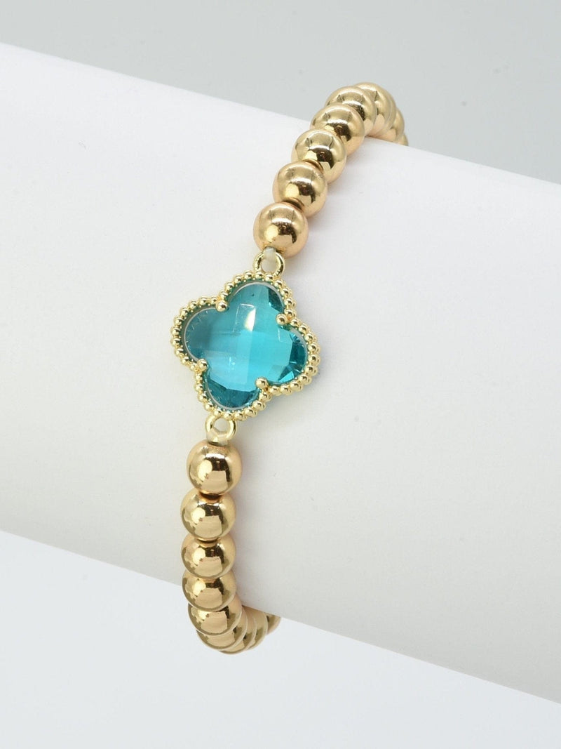 CB2212 Clover Charm Beaded Bracelet - MiMi Wholesale