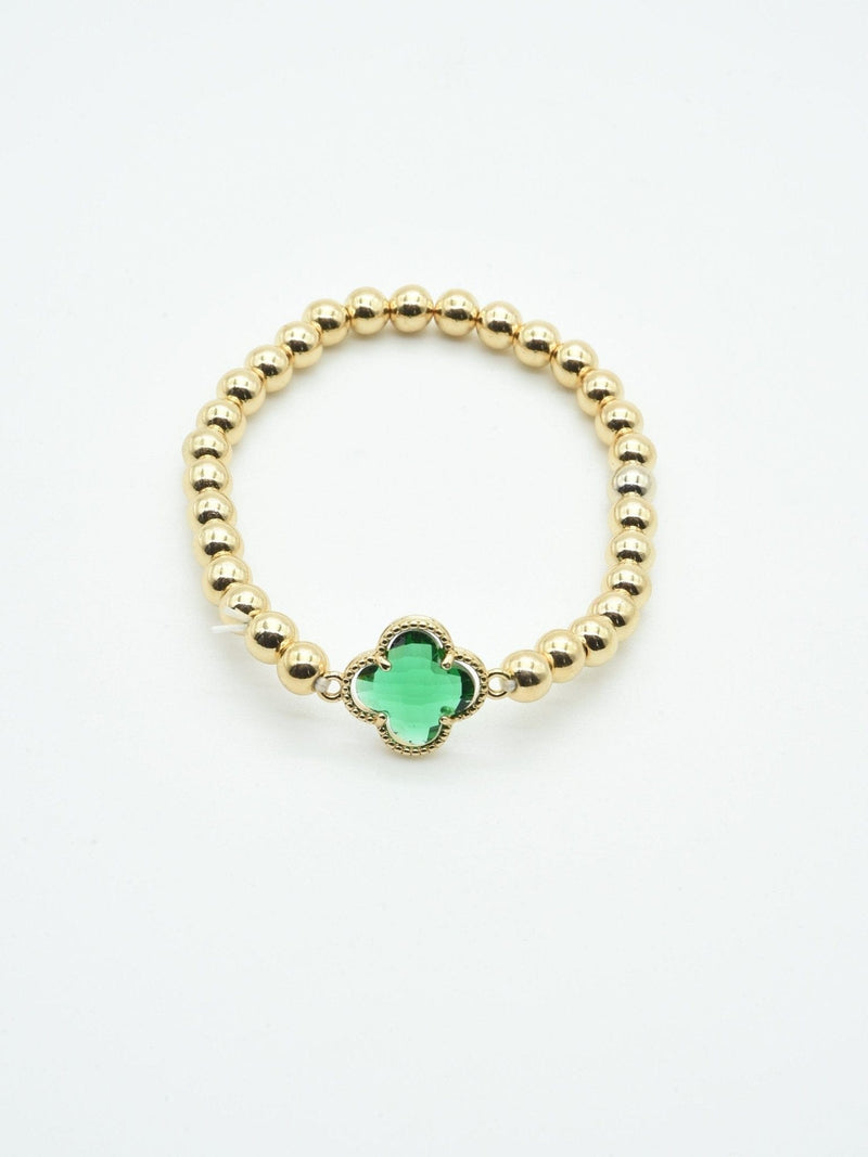 CB2212 Clover Charm Beaded Bracelet - MiMi Wholesale