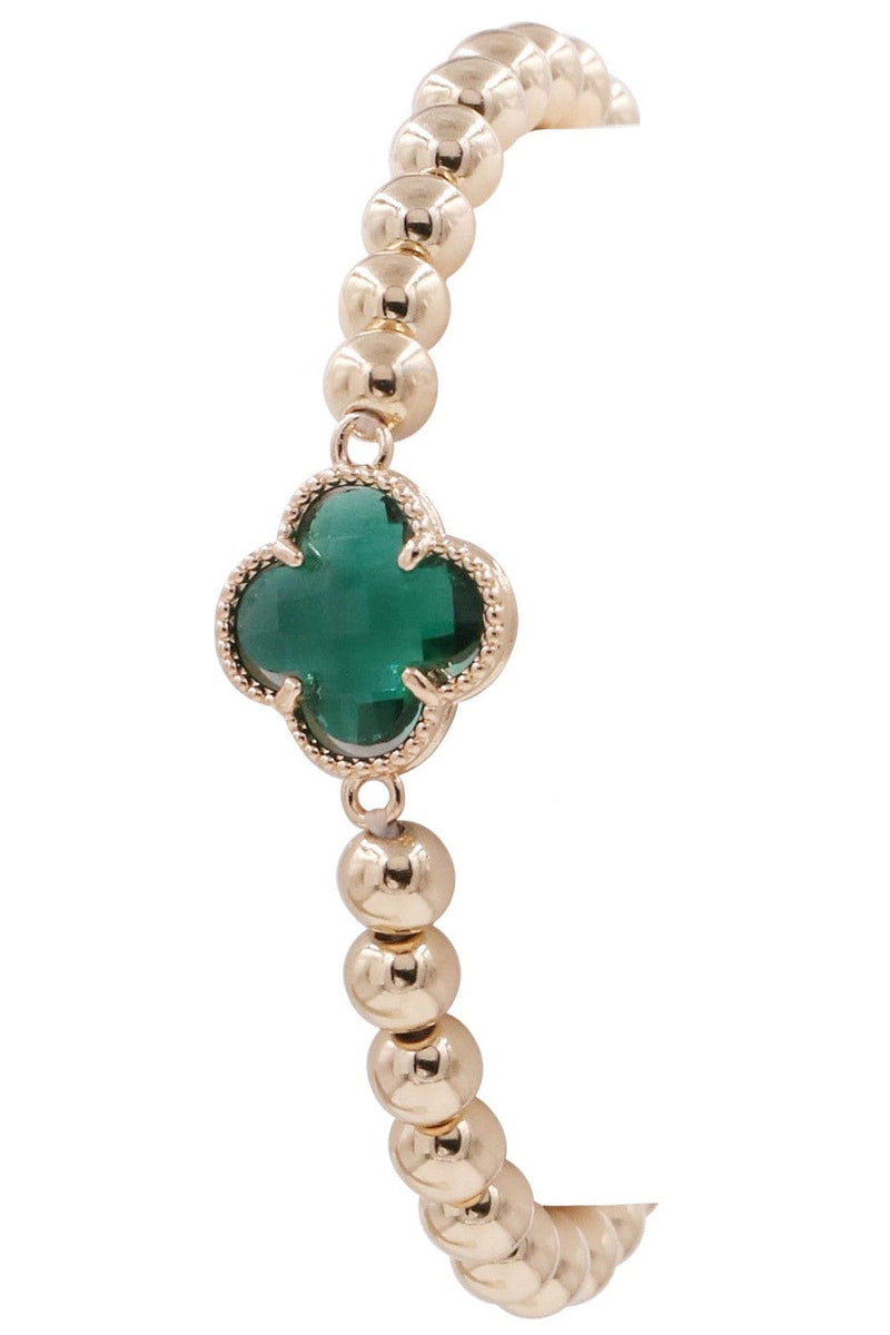 CB2212 Clover Charm Beaded Bracelet - MiMi Wholesale