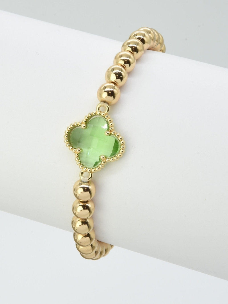 CB2212 Clover Charm Beaded Bracelet - MiMi Wholesale