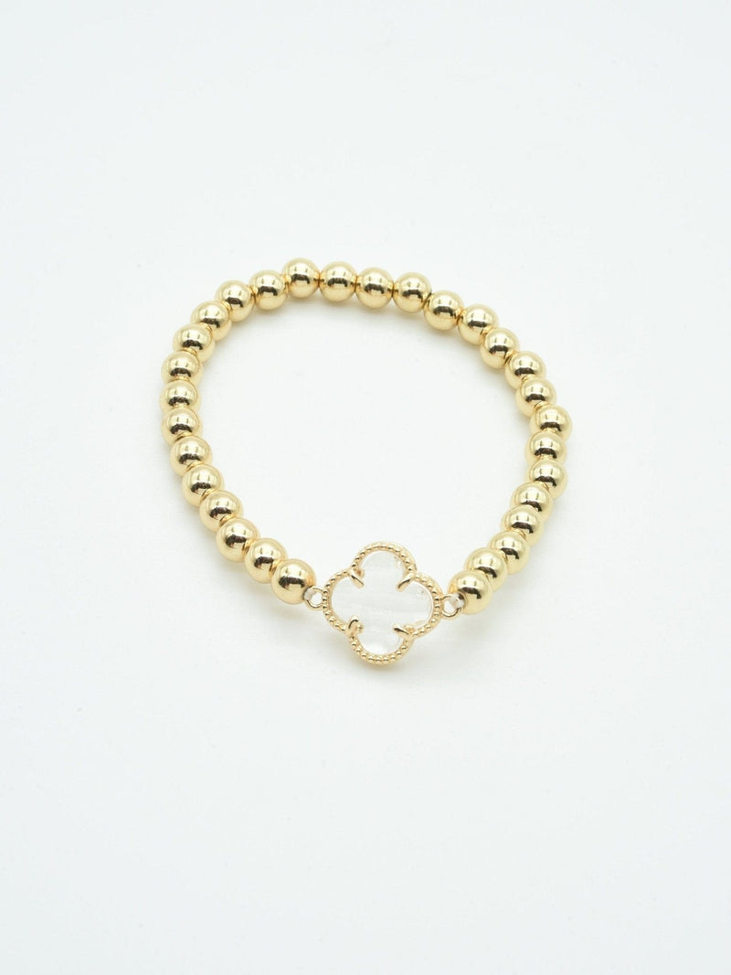 CB2212 Clover Charm Beaded Bracelet - MiMi Wholesale