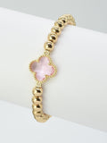 CB2212 Clover Charm Beaded Bracelet - MiMi Wholesale