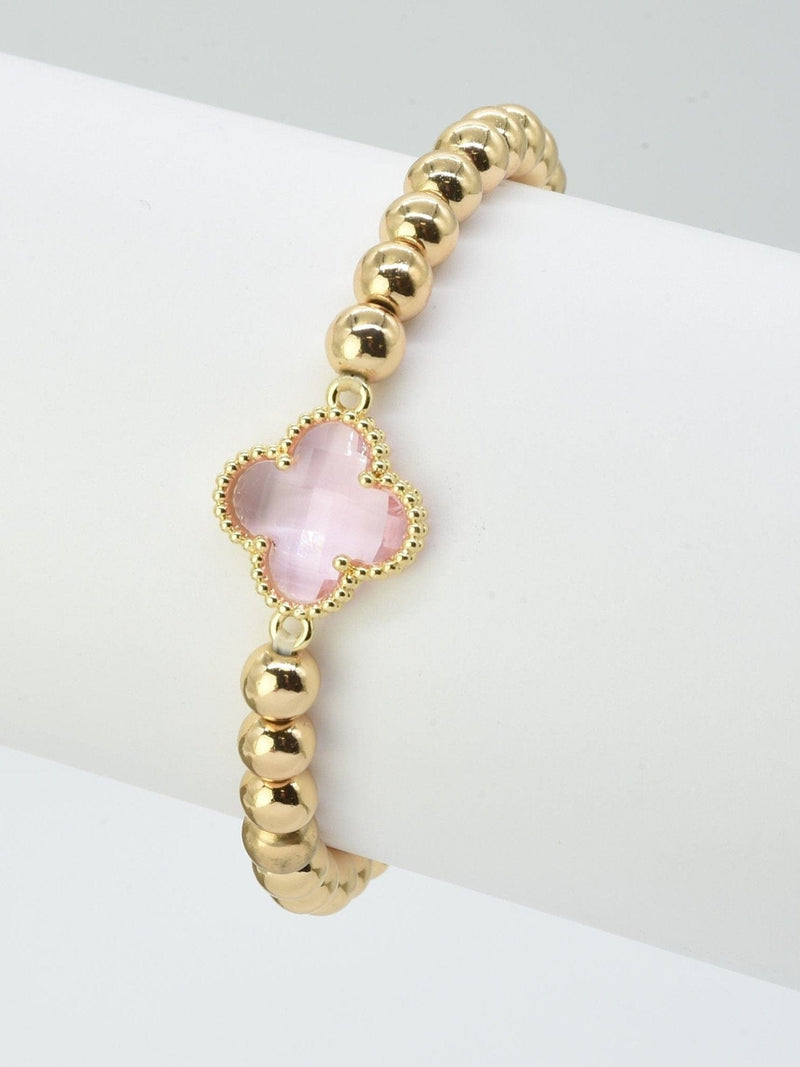 CB2212 Clover Charm Beaded Bracelet - MiMi Wholesale