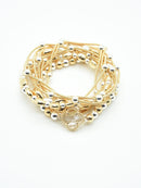 CB2214 Multi Clover Coil Beaded Bracelet - MiMi Wholesale