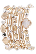 CB2214 Multi Clover Coil Beaded Bracelet - MiMi Wholesale