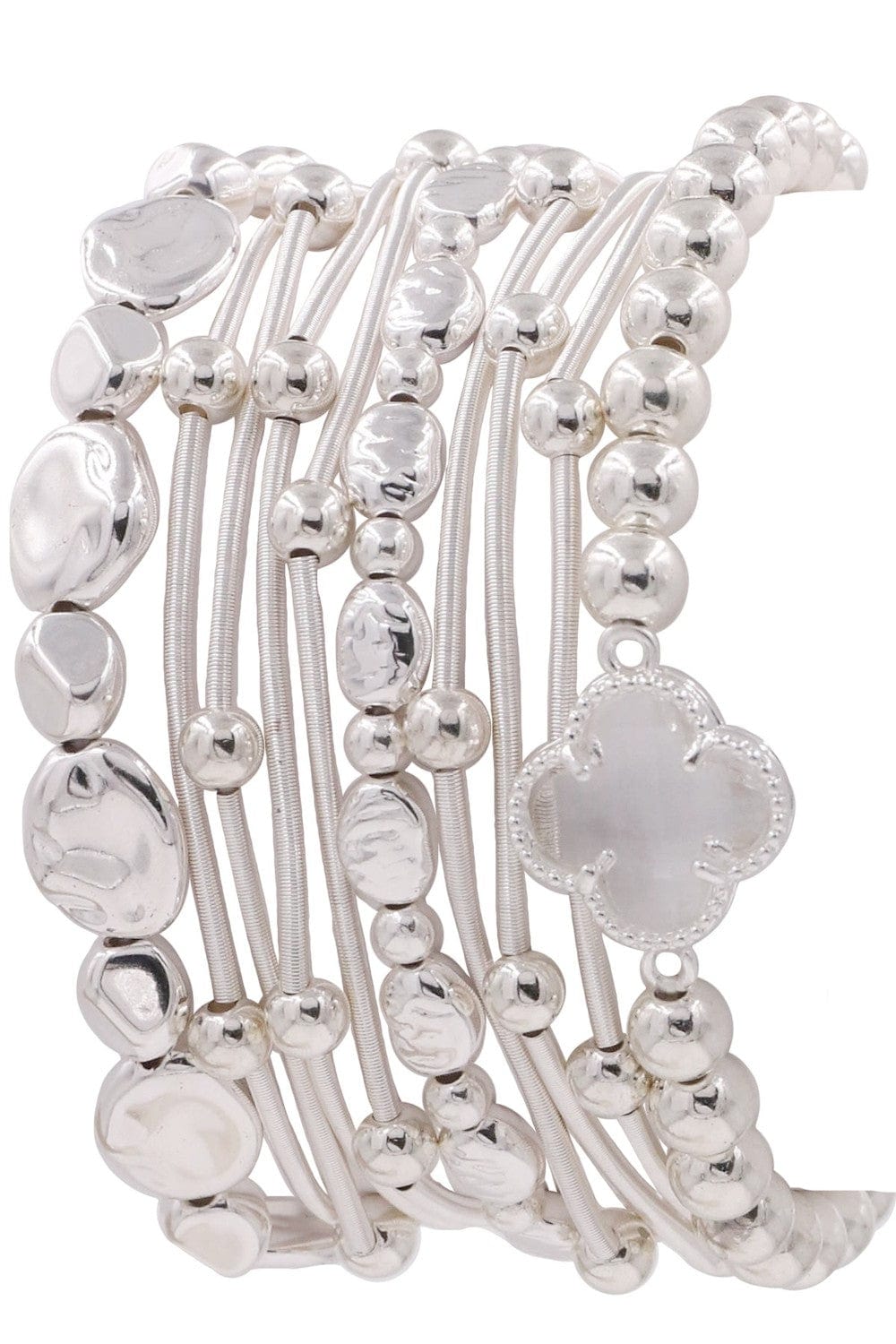 CB2214 Multi Clover Coil Beaded Bracelet - MiMi Wholesale