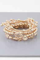 CB2214 Multi Clover Coil Beaded Bracelet - MiMi Wholesale