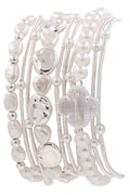 CB2215 Pearl Bead and Metallic Layered Bracelet Set - MiMi Wholesale