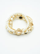 CB2215 Pearl Bead and Metallic Layered Bracelet Set - MiMi Wholesale