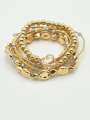 CB2216 Clover Charm Color Accent Beaded Bracelet Set - MiMi Wholesale