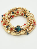 CB2216 Game Day Clover Charm C Accent Beaded Bracelet Set - MiMi Wholesale