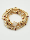 CB2216 Game Day Clover Charm C Accent Beaded Bracelet Set - MiMi Wholesale