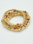 CB2216 Game Day Clover Charm C Accent Beaded Bracelet Set - MiMi Wholesale