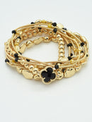 CB2216 Game Day Clover Charm C Accent Beaded Bracelet Set - MiMi Wholesale